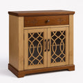Holzkommode mit Glasfront und Blumendetails