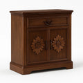 Massivholzschrank mit Blumenschnitzerei und Schublade 80 cm x 40 cm x 85 cm Braun