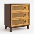Kommode aus Holz und Rattan mit 3 Schubladen in Braun und Natur
