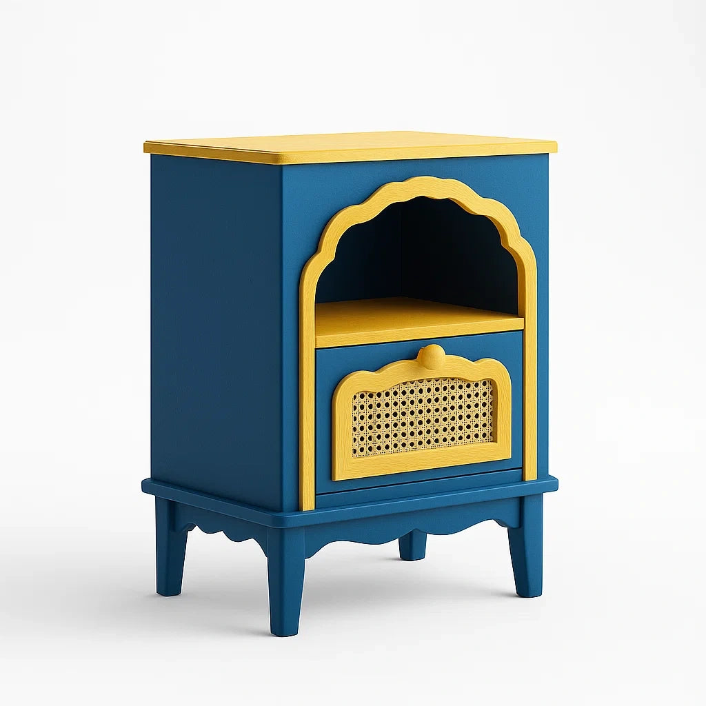 Beistelltisch aus MDF Blau/Gelb