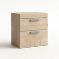 Holz-Nachttisch mit 2 Schubladen und Blumenmuster 50x40x35 cm