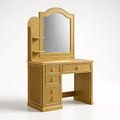 Schminktisch aus MDF in Gold mit Spiegel und Schubladen