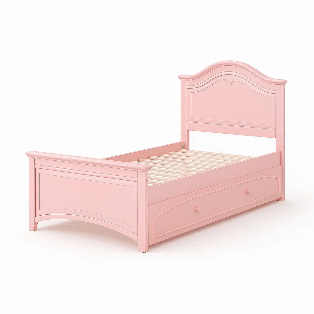 Kinderbett Massivholz Rosa mit Schublade 90x200cm