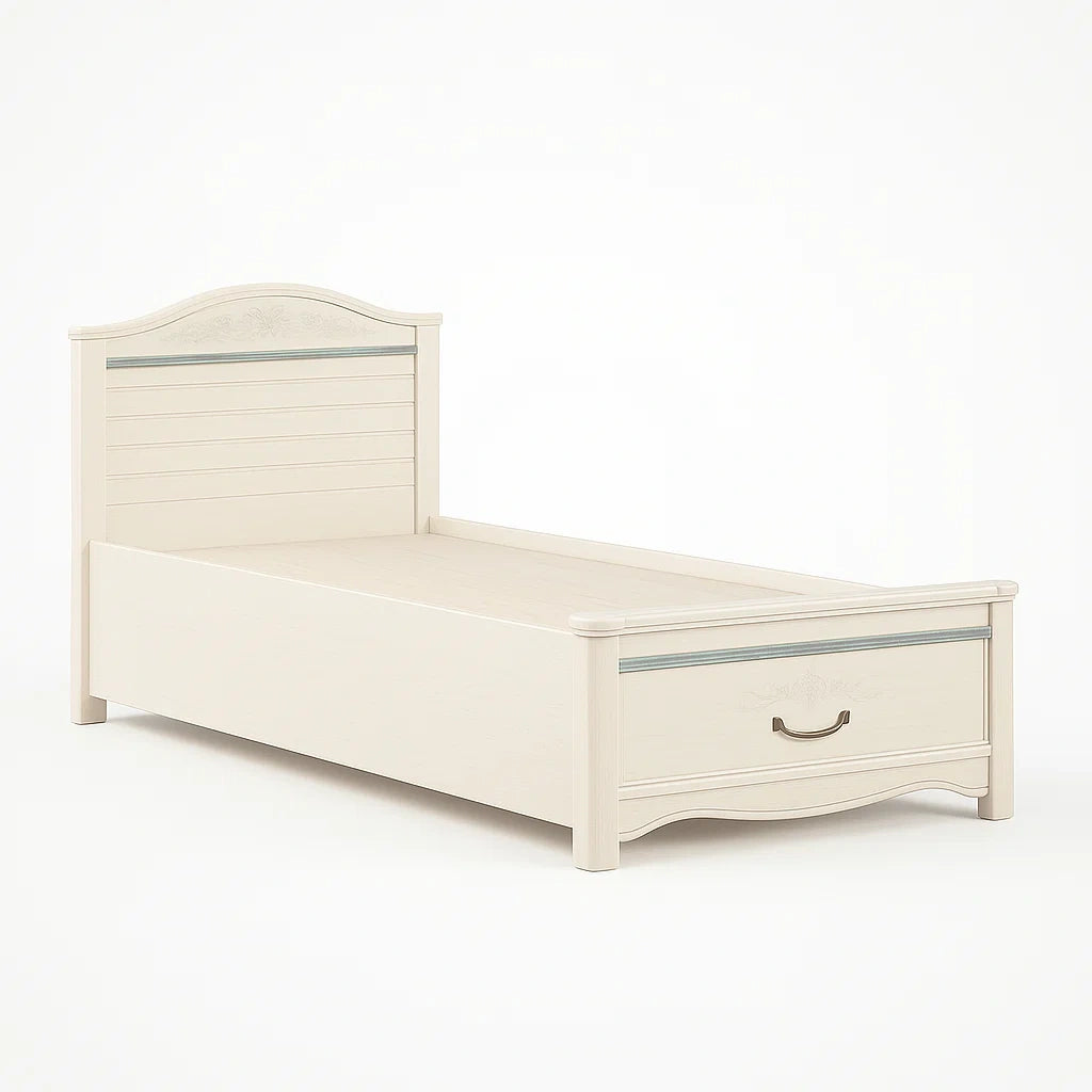 Einzelbett Holz Weiß mit Schublade 200cm x 100cm